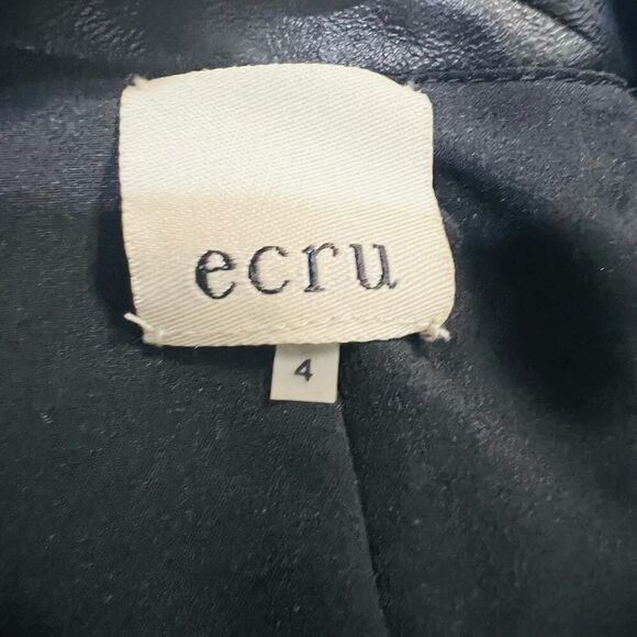 ECRU Womens Gray black metallic tweed collarliss blazer full zip jacket size 4 - Picture 10 of 13